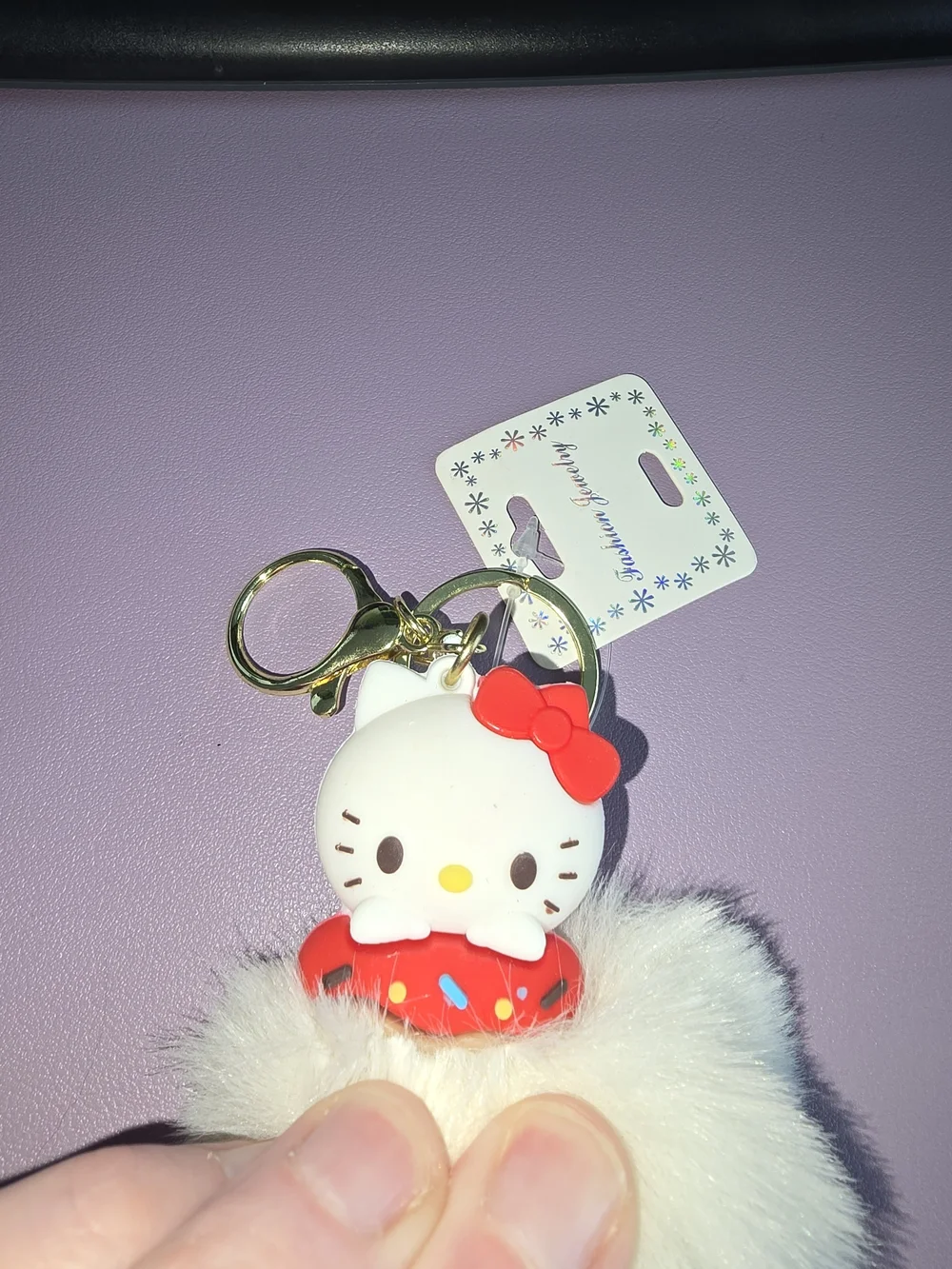 White Kitty Pom Pom Keychain with Red Bow ♥️ - Kids Accessories, New with Tags!